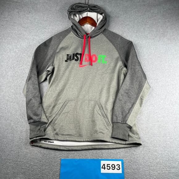 Nike Tops - Nike Therma Fit Hoodie Sweatshirt Graphic Print Womans Large Thumb Holes Pocket
